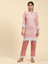 Simran in Samma Chikankari Co-ord set in Cotton for Women- Pink